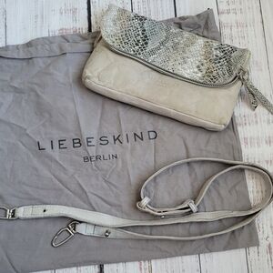 LIEBESKIND Berlin Nyala Goat Leather Crossbody Clutch Snake Animal Print Bag